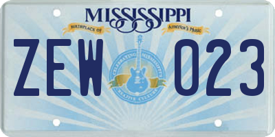 MS license plate ZEW023