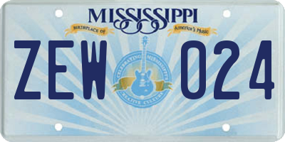 MS license plate ZEW024