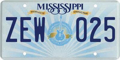 MS license plate ZEW025