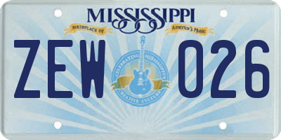 MS license plate ZEW026