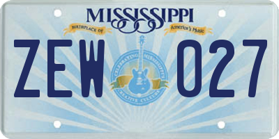 MS license plate ZEW027