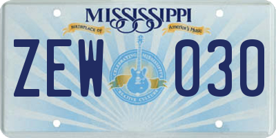 MS license plate ZEW030