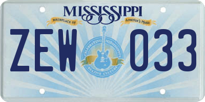MS license plate ZEW033