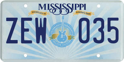 MS license plate ZEW035