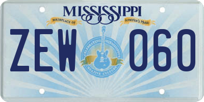 MS license plate ZEW060
