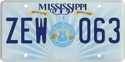 MS license plate ZEW063