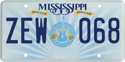 MS license plate ZEW068