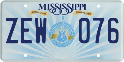 MS license plate ZEW076
