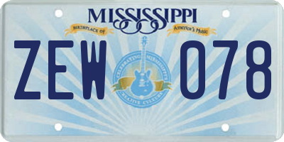 MS license plate ZEW078