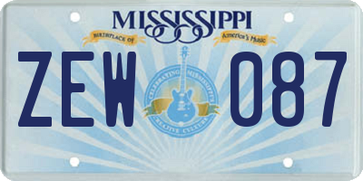 MS license plate ZEW087