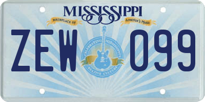 MS license plate ZEW099