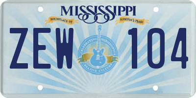 MS license plate ZEW104