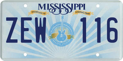 MS license plate ZEW116