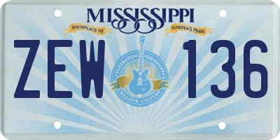 MS license plate ZEW136