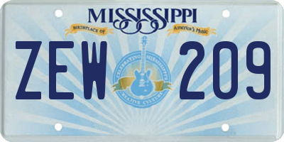 MS license plate ZEW209