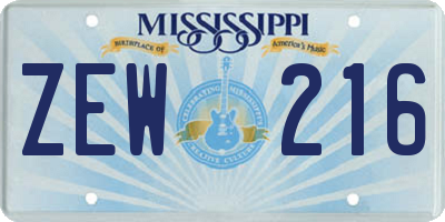 MS license plate ZEW216