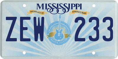 MS license plate ZEW233
