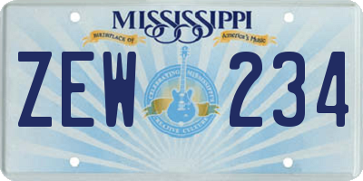 MS license plate ZEW234