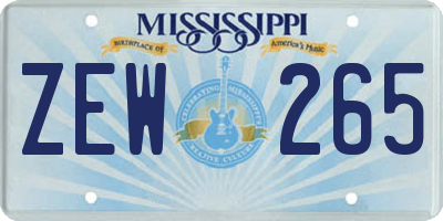 MS license plate ZEW265
