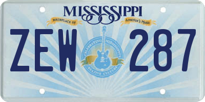 MS license plate ZEW287