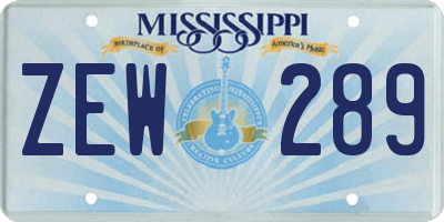 MS license plate ZEW289
