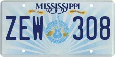 MS license plate ZEW308