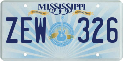 MS license plate ZEW326