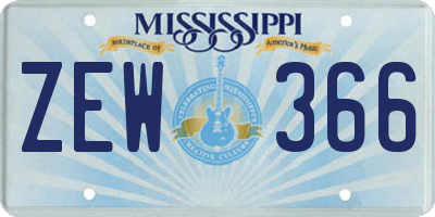 MS license plate ZEW366
