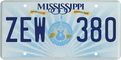 MS license plate ZEW380