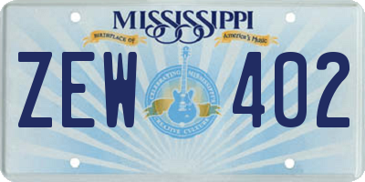 MS license plate ZEW402