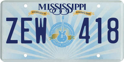 MS license plate ZEW418