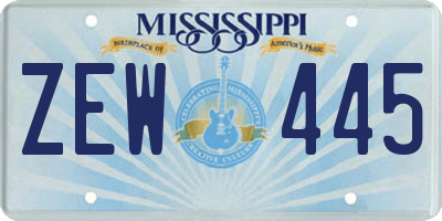 MS license plate ZEW445