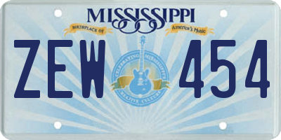 MS license plate ZEW454