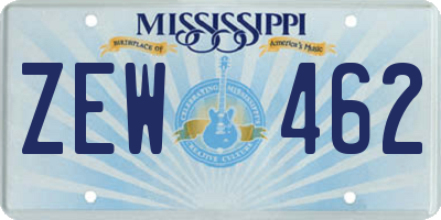 MS license plate ZEW462