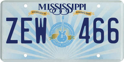 MS license plate ZEW466