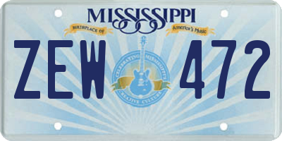 MS license plate ZEW472