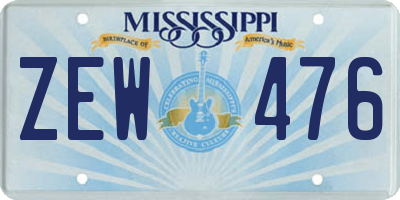 MS license plate ZEW476