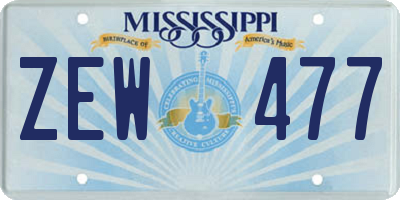 MS license plate ZEW477