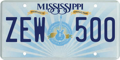 MS license plate ZEW500