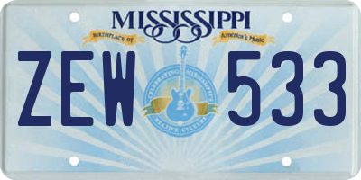 MS license plate ZEW533