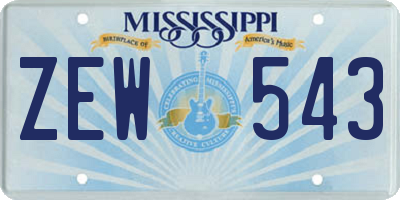 MS license plate ZEW543