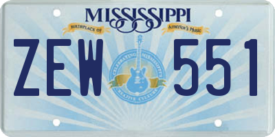 MS license plate ZEW551