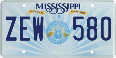 MS license plate ZEW580