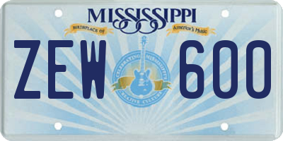 MS license plate ZEW600