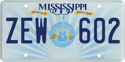 MS license plate ZEW602