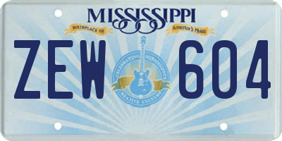 MS license plate ZEW604