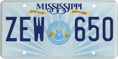 MS license plate ZEW650
