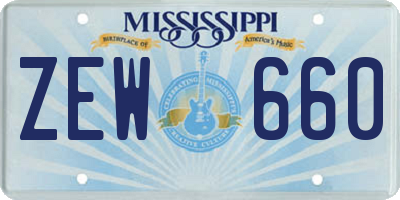 MS license plate ZEW660
