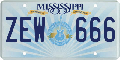MS license plate ZEW666