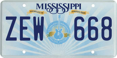 MS license plate ZEW668